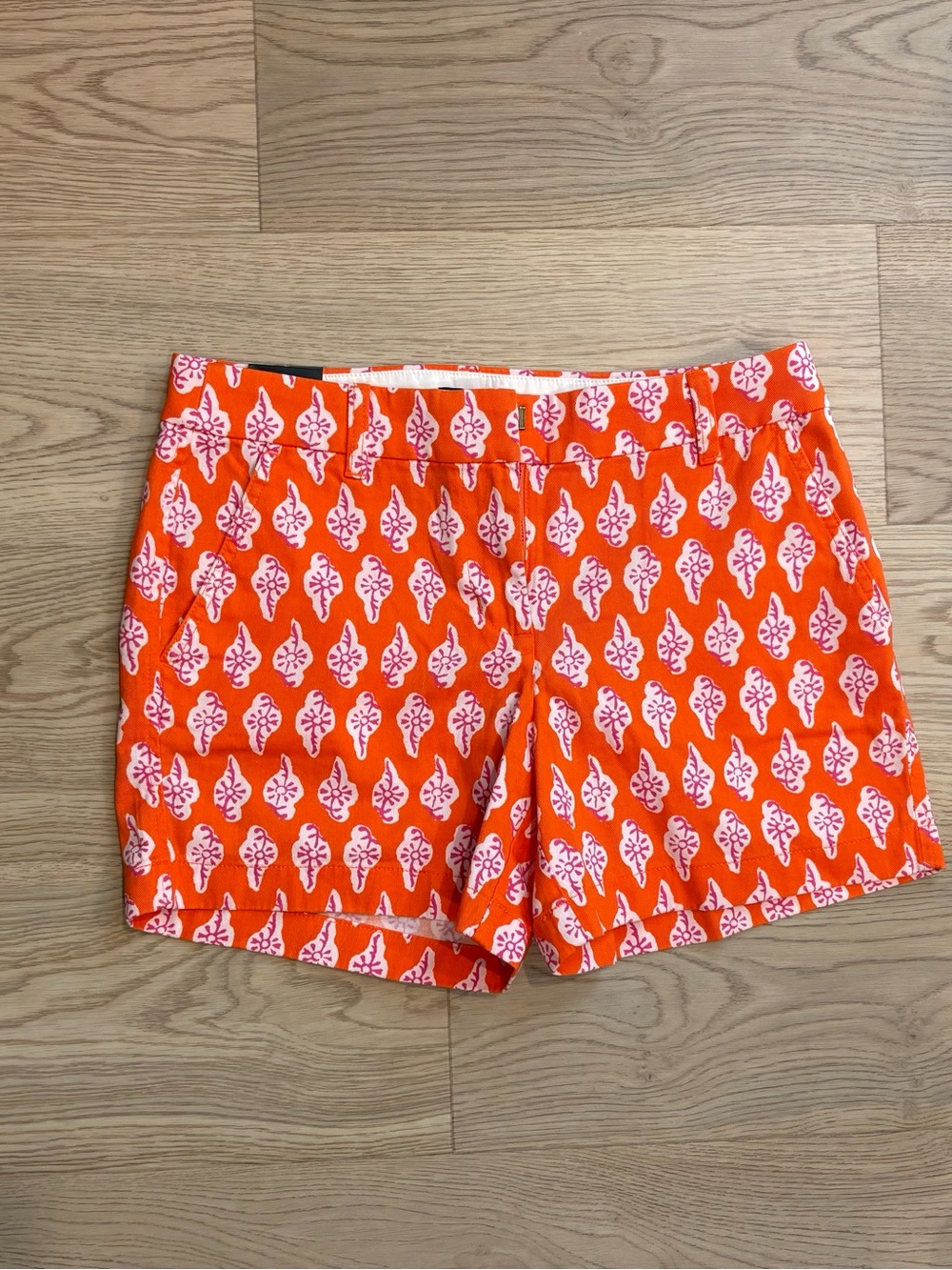 🌸NWT🌸 J. Crew Orange Shorts with Pink Leaf Print